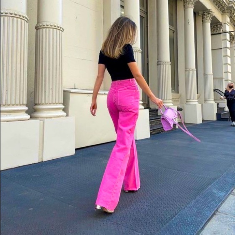 Zara Wide Leg Hot Pink Jeans (2021)